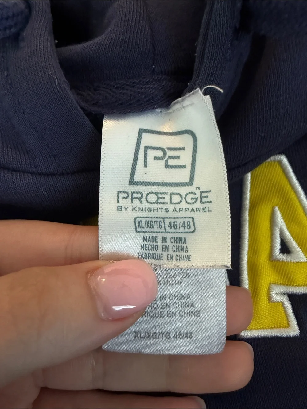Pro Edge Navy Blue Hoodie with Yellow Lettering